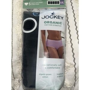 Jockey Women's 5-Pack Organic Cotton Stretch Modern Briefs Size XXL Black New